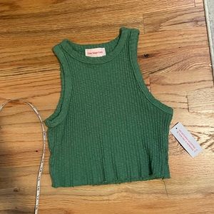 Lisa Says Gah Green Ribbed Tank Top